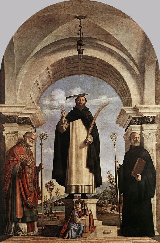 CIMA da Conegliano St Peter Martyr with St Nicholas of Bari, St Benedict and an Angel Musician dfg Norge oil painting art